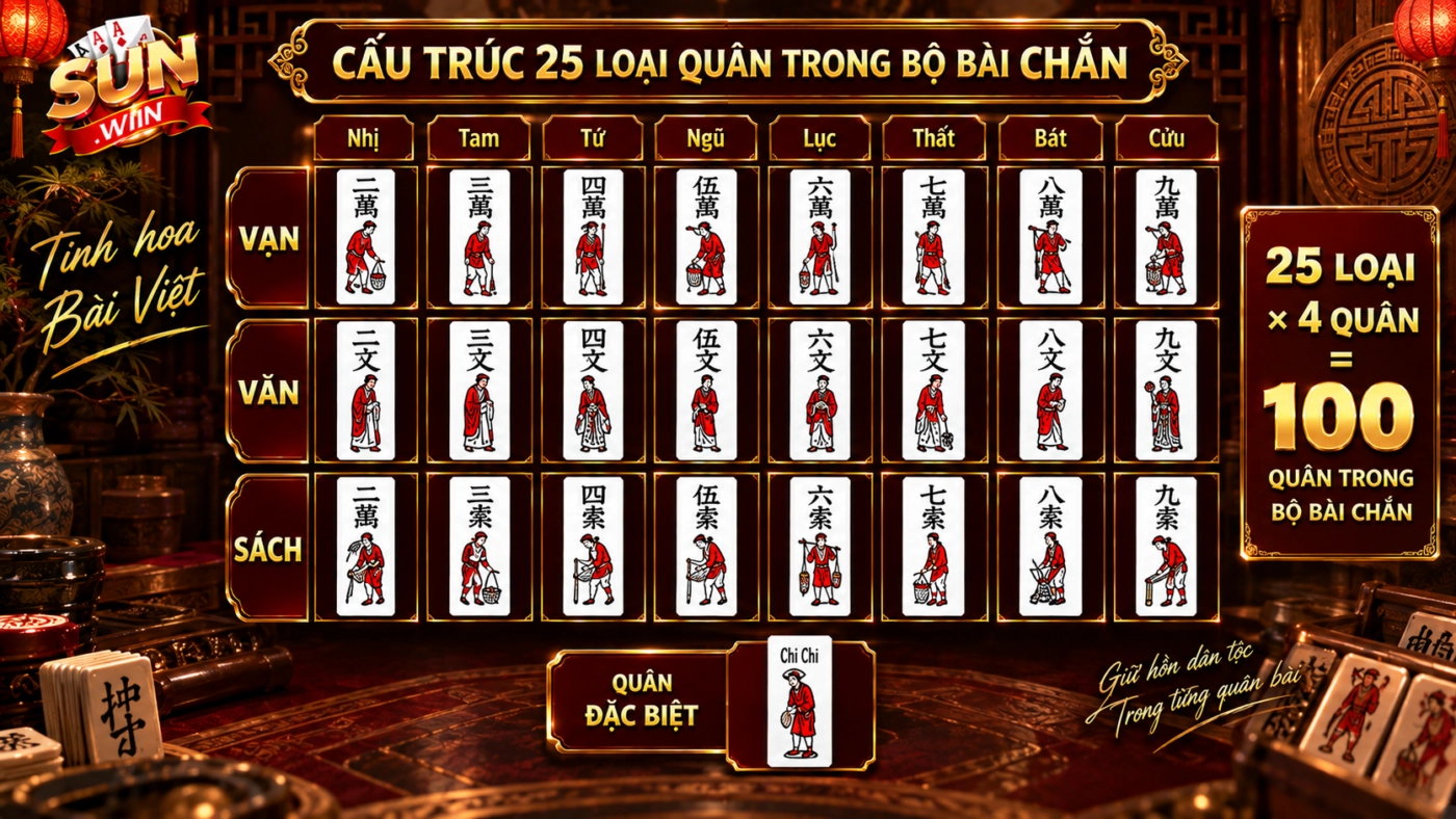 Cấu trúc 25 loại quân trong bộ bài chắn