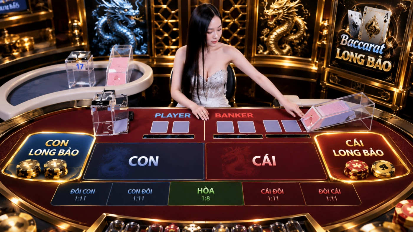 Bàn baccarat Long Bảo Sunwin với hai ô cược Con Long Bảo và Cái Long Bảo
