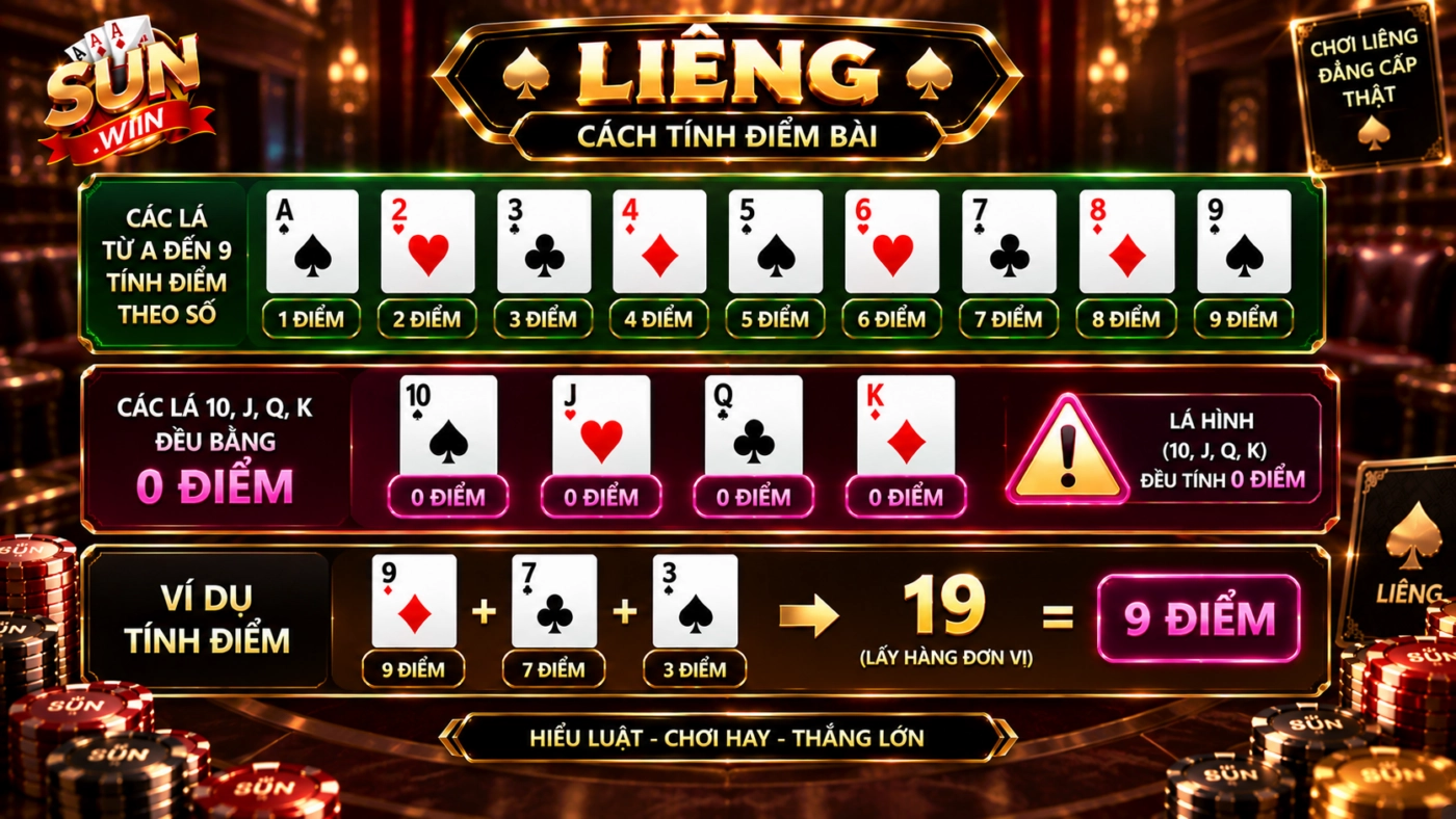Cách tính điểm bài liêng, lá hình bằng 0 điểm