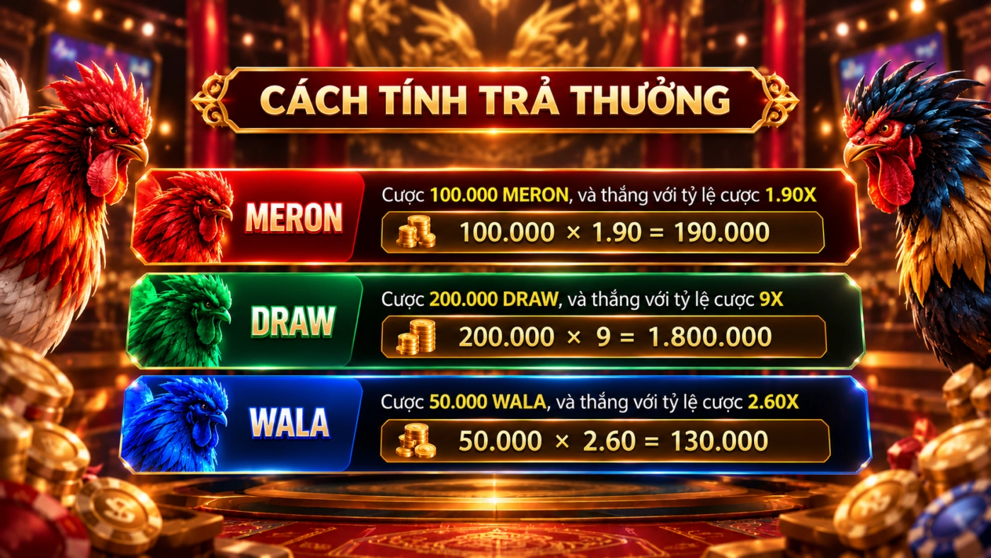 Cách tính trả thưởng đá gà Sunwin theo tỷ lệ X