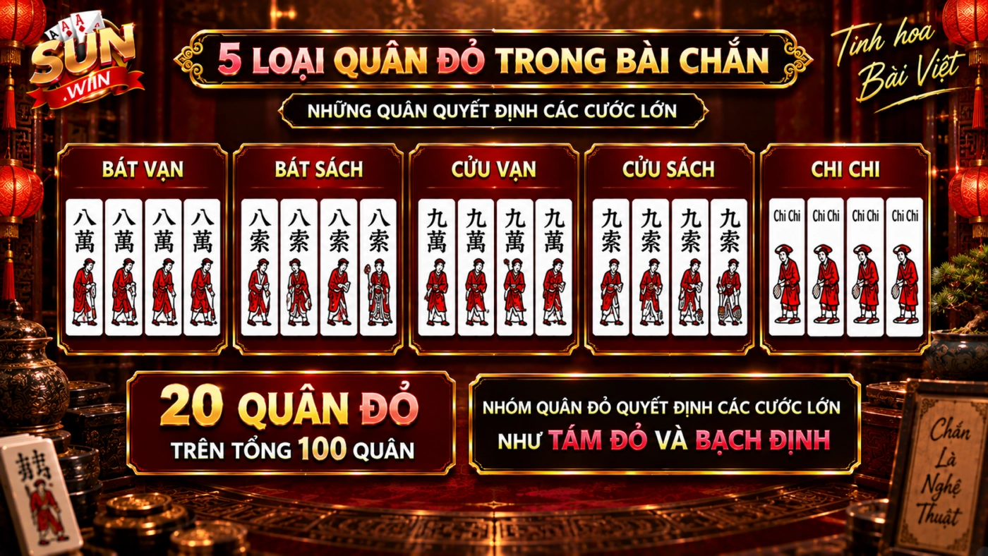 Năm loại quân đỏ trong bộ bài chắn