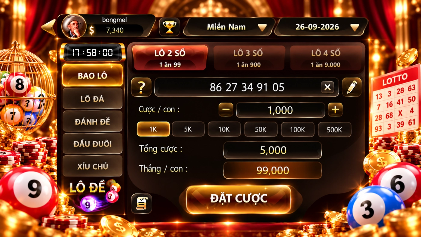 Hướng dẫn đặt cược lô đề Sunwin: chọn kiểu cược, ghi số, nhập cược mỗi con