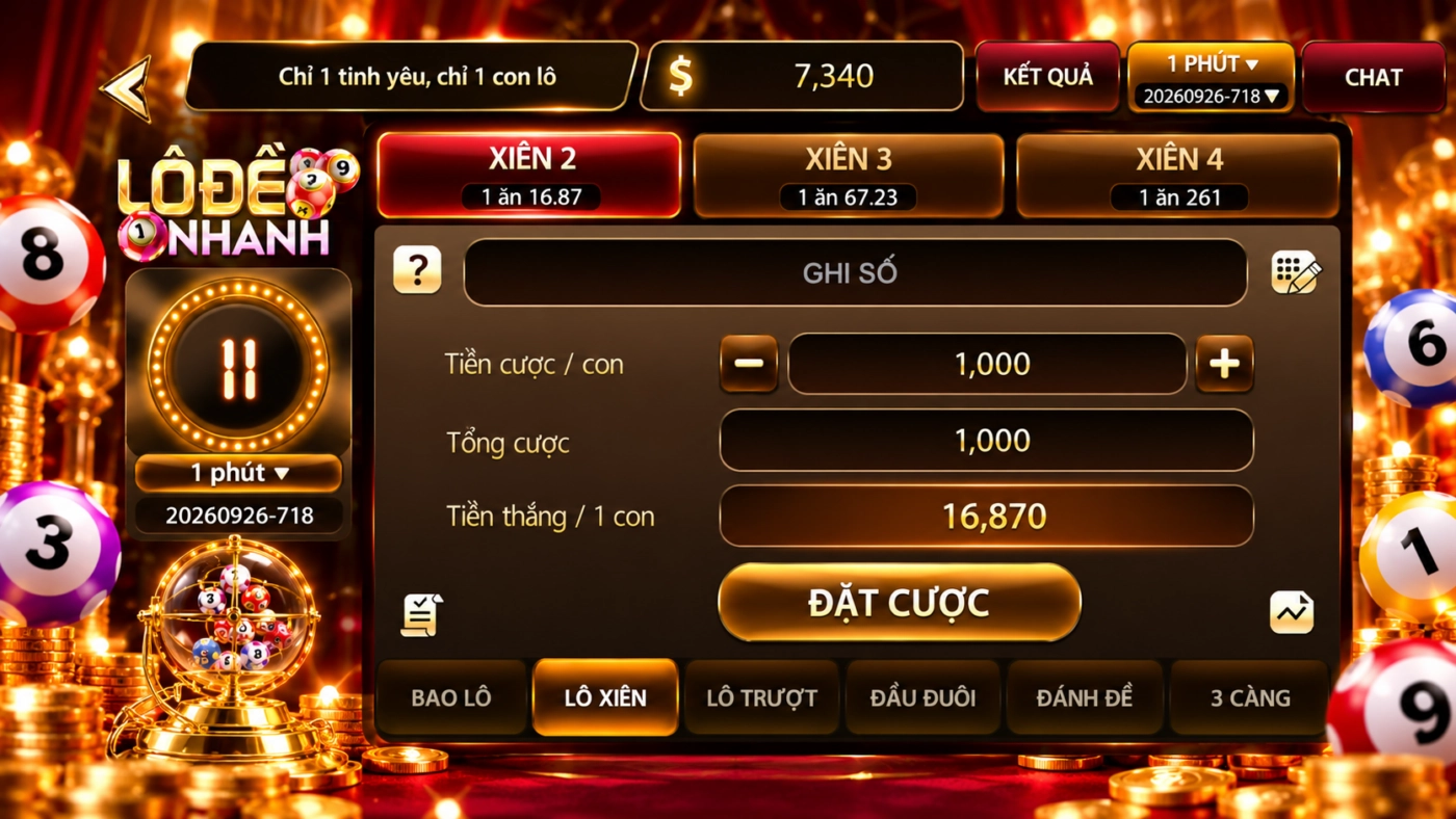 Tỷ lệ lô xiên lô đề nhanh Sunwin: xiên 2, xiên 3, xiên 4