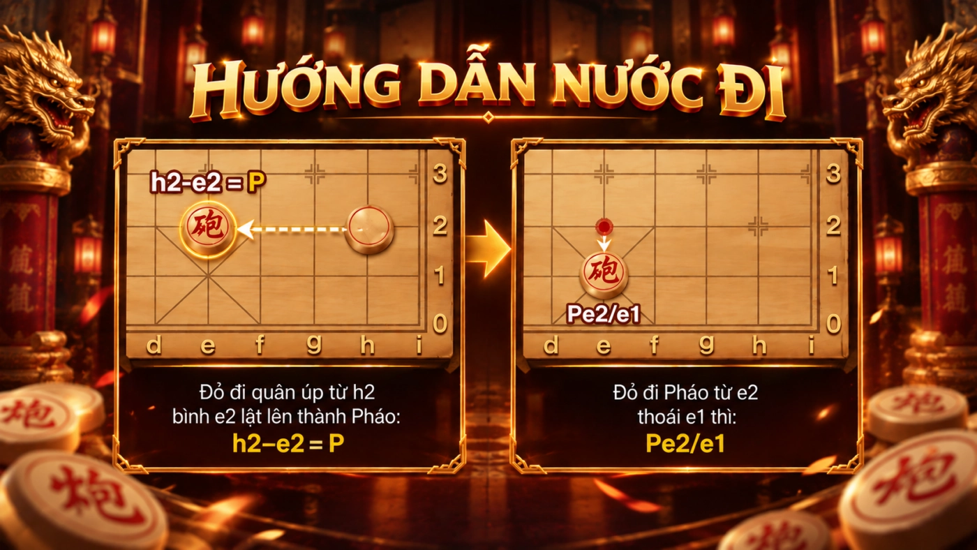 Quân úp đi theo ô nó đang đứng rồi mới lật lên trong cờ úp Sunwin