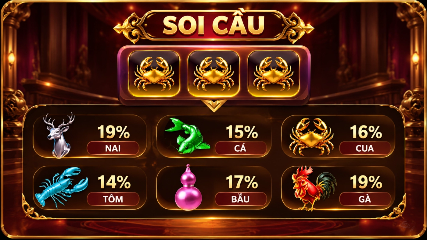 Màn Soi cầu bầu cua Sunwin hiển thị tỷ lệ xuất hiện của từng linh vật