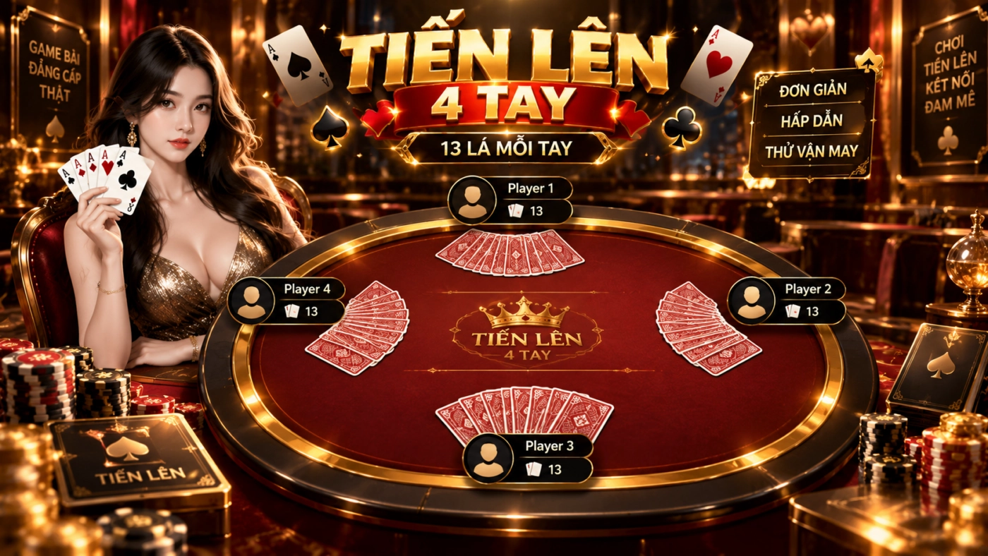 Bàn tiến lên miền Nam bốn người, mỗi người 13 lá