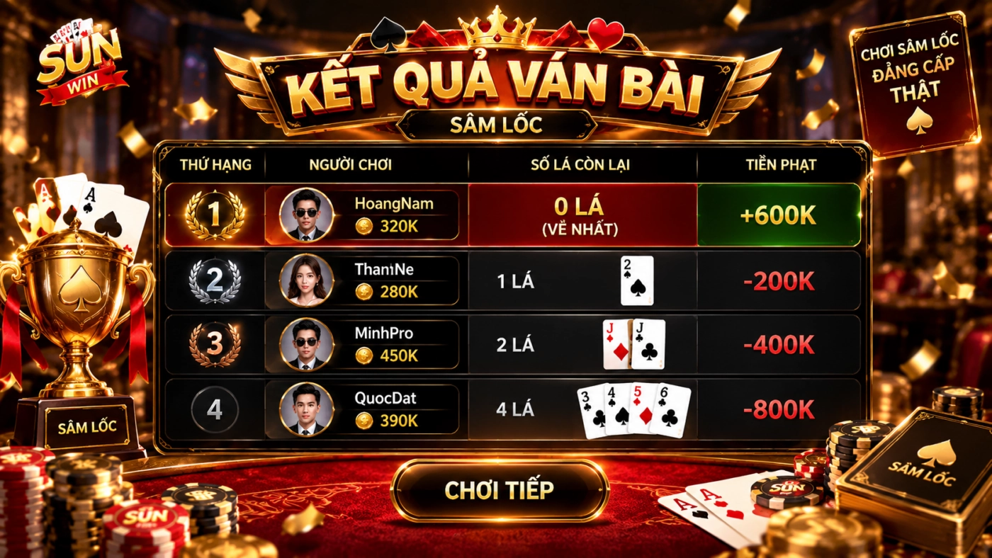 Bảng tính điểm cuối ván sâm lốc