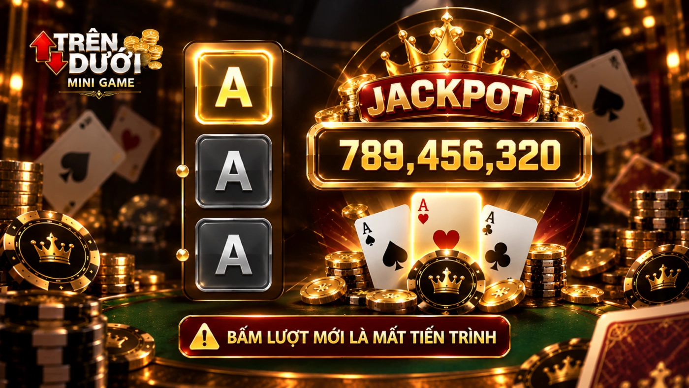 Tiến trình tích ba lá A để nổ jackpot trong mini game trên dưới